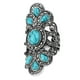 thumbnail image 1 of 1 anillo creativo de turquesa azul, elegante y hueco, joyería de moda para dama., 1 of 6