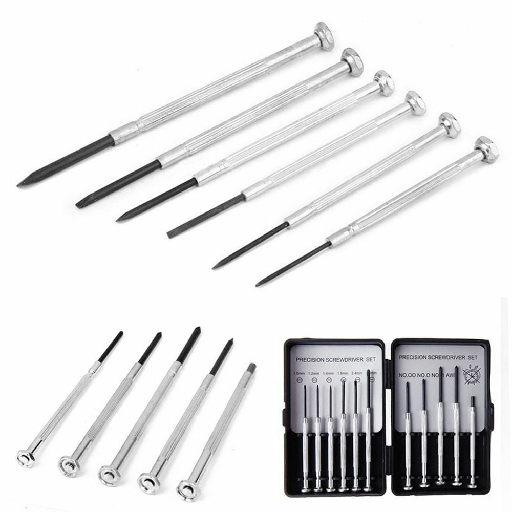 6pc Precision Screwdriver Set Hobby Jeweler Watches Clock Slotted Repair Case 