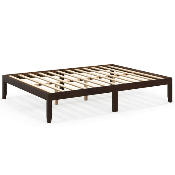 Infans Queen Size Wooden Platform Bed Frame 14" with Rubber Wood Legs Under-bed Storage