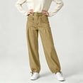 thumbnail image 5 of Luivaraty Jeans for Women Button Zip Waist Jeans Comfy Loose High Waist Drawstring Hem Pleated Pockets Denim Pants , S-XL, 5 of 7