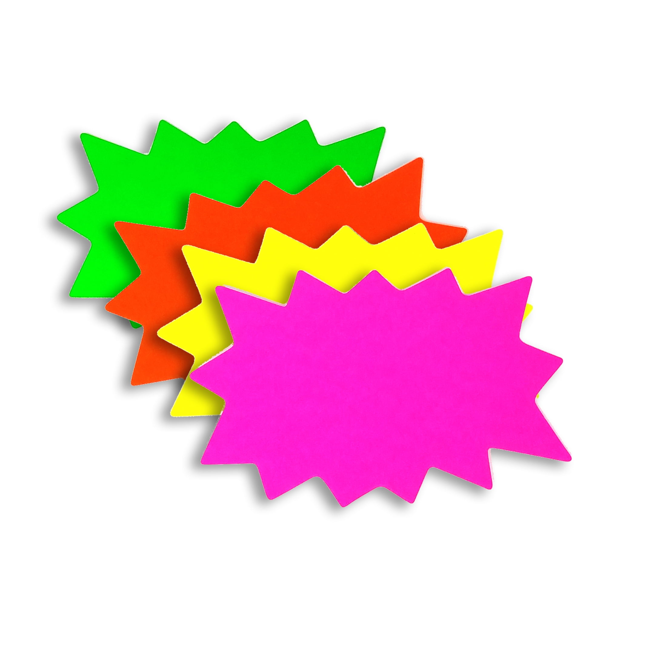 10 pack x 12 Fluorescent 6 Inch Flash Stars Shop Signs for Retail Display Tags 
