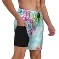 thumbnail image 3 of Daiia Dragonfly Floral Mens Swim Trunks Swim Shorts Quick Dry Swim Shorts with Mesh Lining Pockets-Small, 3 of 9