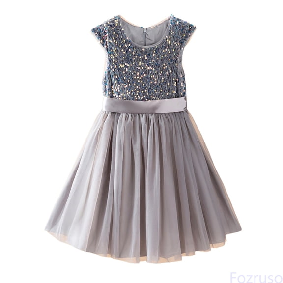 Fozruso Little Girls Dresses Elegant Girls Formal Dress For Piano Recital Pageant Performance And Party Gown Sizes 5-6 Years