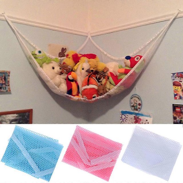 Mesh Toy Hammock Net Corner Stuffed Animals Baby Hanging Storage White 1