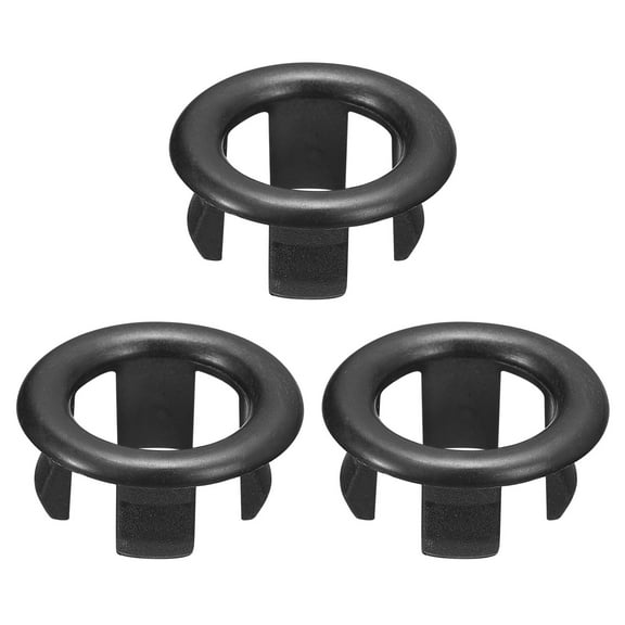 3Pack 25.1mm Sink Trim Overflow Cover Ring Hole Insert in Round Caps Black