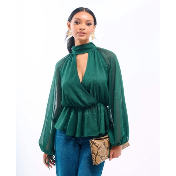 Sparkly Green Wrap Top