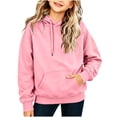 thumbnail image 2 of BXJX Girls Cotton Hoodies Size 10-12 T, School Drawstring Long Sleeve Pullover Sweatshirts with Pockets Pink, 2 of 10