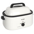 thumbnail image 1 of Horno asador, buffet de horno asador de pavo de 26 cuartos con tapa auto-bastante, horno asador eléctrico de 1450 W con asas de tacto frío, horno asador de acero inoxidable con bandeja y rejilla extra, 1 of 5