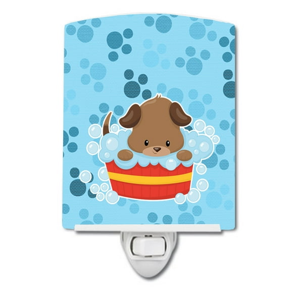 Caroline's Treasures BB7077CNL Puppy taking a bath Ceramic Night Light, 6x4x3", multicolor
