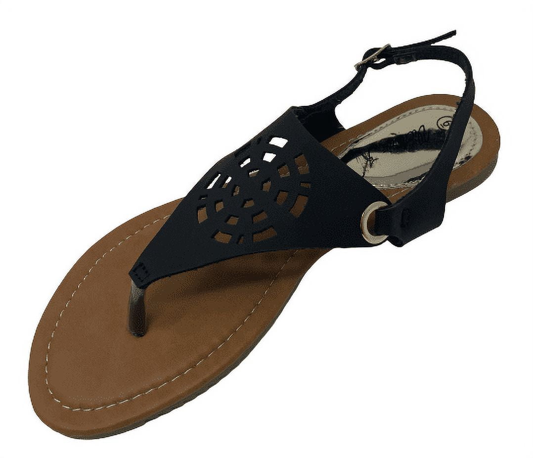 Victoria K Women's Diamond Cut Out Back With Rhinestone Buckle Embellished Sandals
