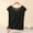 Black, variant on Women's V Neck Cap Sleeve Loose Fit Top Lightweight Breathable Stretch Basic Layering Shirt Comfy Sleepwear Pajama Blouse L-4XL White