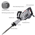 thumbnail image 2 of Danolapsi 2000W Jack Hammer,Heavy Duty Corded Electric Demolition Jack,1-1/8"Concrete Breaker,30LBS,14 Amps Hammer Drill with Carrying Case Gloves Goggle,Flat Chisel,Bullhorn Chisel and Removal Tools, 2 of 8