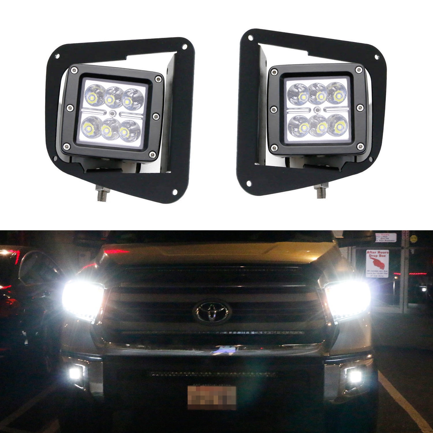 Fit 14-up Toyota Tundra 24W LED Fog Light Pod Front Bumper Mount+Plug Play Wire 