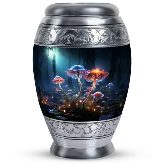 Drop Colorful Mushroom Urn, Large Decorative Urns For Women Ashes, Burial Urns For Adult Human Ashes, Cremation Urns For Human Ashes Adult Female, Funeral Urns For Adult Ashes, Metal Urn 10 Inches