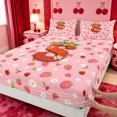 thumbnail image 4 of meiyoeat 3D Cartoon Monogram S King Sheetspink Fruit Strawberry Bedding For Girl,4 Pieces,1 Flat Sheet,1 Fitted Sheet And 2 Pillowcases, 4 of 6