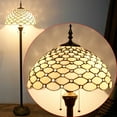 thumbnail image 5 of Tiffany Floor Lamp W16H64 Inch Tall Amber Stained Glass Crystal Pear Bead Lampshade S005 LAMPS Lover Gifts Antique Style Standing Read Lighting Base Living Room Bedroom Bedside Coffee Table, 5 of 6
