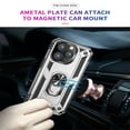 thumbnail image 4 of Dteck for Apple iPhone 14 Pro 6.1", Magnetic Shockproof Metal Ring Kickstand Hybrid Support Car Mount Holder Armor Heavy Duty Case Cover, Silver, 4 of 8
