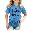 thumbnail image 1 of MEZZALL T-Shirt Décontracté Respirant Imprimé Lettre Col Rond Manches Courtes pour Filles, Bleu, 3-4 Ans, 1 of 4