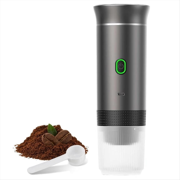 Wireless Electric Portable Espresso Coffee Machine Camping Coffee Maker Capsule Powder Travel Coffee Maker Grey,1 * portable coffee maker 1 * usb cable 1 * spoon,Grey