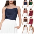 thumbnail image 1 of JDQJBZ Womens Sleeveless Sweater Vest Satin Solid Color Adjustable Strap Side Zipper Cami, 1 of 4