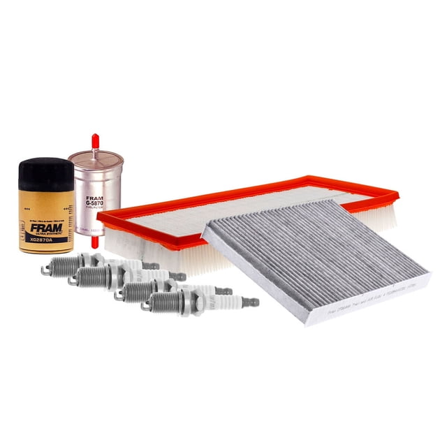 Kit De Bujías Doble Platino, Filtro De Aire, Filtro Para Aceite Sintético, Filtro De Combustible Y Filtro De Cabina 8 PIEZAS Afinación Sin Aceite Compatible con Golf 2000 A 2006 Volkswagen L4 1.8L