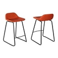 thumbnail image 2 of Cortesi Home Ava Tabourets de Comptoir en Faux Cuir Terracotta Fixe 25 Pouces, Ensemble de 2, Rouge, 2 of 4