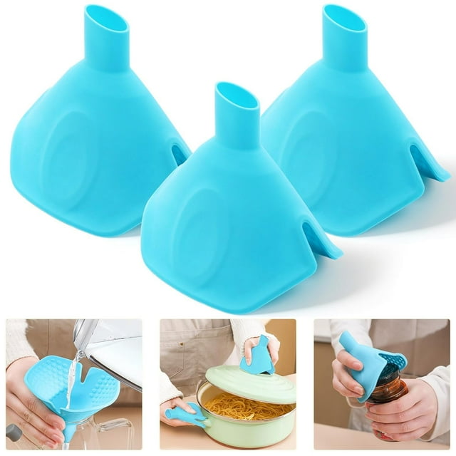 Embudo de silicona multifuncional de 3 uds, embudo de cocina, embudo plegable de silicona de calidad alimentaria seguridad garantizada