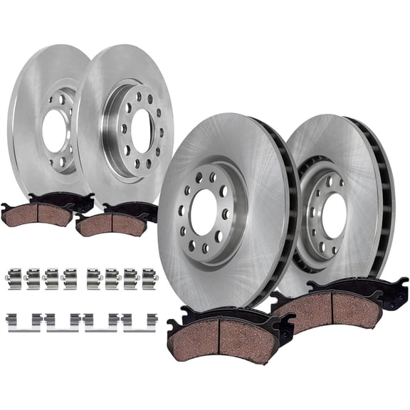Detroit Axle - 8pc Brake Kit for 2014-2022 Jeep Cherokee, 2015 2016 2017 2018 2019 2020 2021 Disc Brakes Rotors Ceramic Brake Pads Replacement : 12.99" inch Front and 10.95" inch Rear Rotor