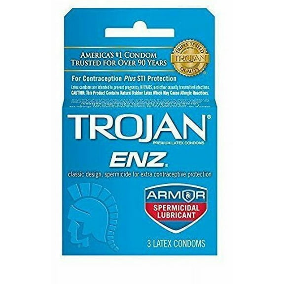 Trojan Premium Latex Condom Spemicidal Lubricant Reservior Tip, 3ct, 6-Pack
