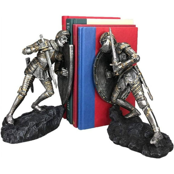 amazinggiftimpact.com Medieval Time War Knights in Battle Decorative Bookends Set