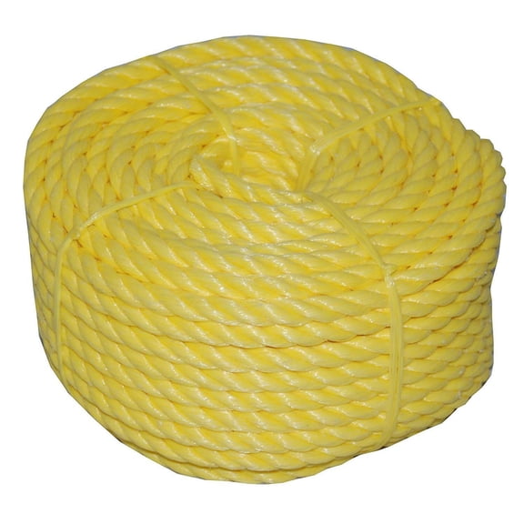 Twisted Polypro Rope - 12 Inch x 100ft - Yellow Utility Cord - Durable Outdoor Rope for Crafts, Bundling, and More