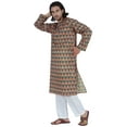 thumbnail image 2 of Atasi Mandarin Collar Kurta For Menâ€™s Printed Cotton Long Sleeves Ethnic Wear, 2 of 7