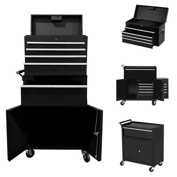 Ladcaser 20" Tool Chest, Tool Storage Removable Tool Box Combo, Rolling Tool Chest with 5 Drawers & Detachable Top Tool Box, Tool Cabinet with Lockable Wheels & Liner, Toolbox for Garage Workshop