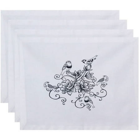

Simply Daisy 18 x 14 Five Little Birds Floral Print Placemat