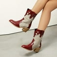 thumbnail image 7 of Mostsola Cowboy Boots for Women Pointed Toe Pull on Heel Denim Western Cowgirl Ankle Boots, 7 of 7