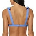 thumbnail image 2 of JESSICA SIMPSON Women's Blue Stretch Smocked Removable Cups Lined Deep V Neck Tie Swimsuit Top M, 2 of 4