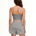 thumbnail image 6 of Avrnliq Womens Gray Ribbed Stretchy 2 Piece Activewear Lounge Set, V-Neck Crop Tank Top & High Waisted Shorts with Side Pockets,Size 2XL, 6 of 7