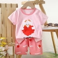 thumbnail image 4 of Baby Boy Outfits Childrens Summer Clothing Cotton Short Sleeve Round Neck T Shirt Elastic Waist Shorts Set Baby Boy Pink 2-3 Years, 4 of 4