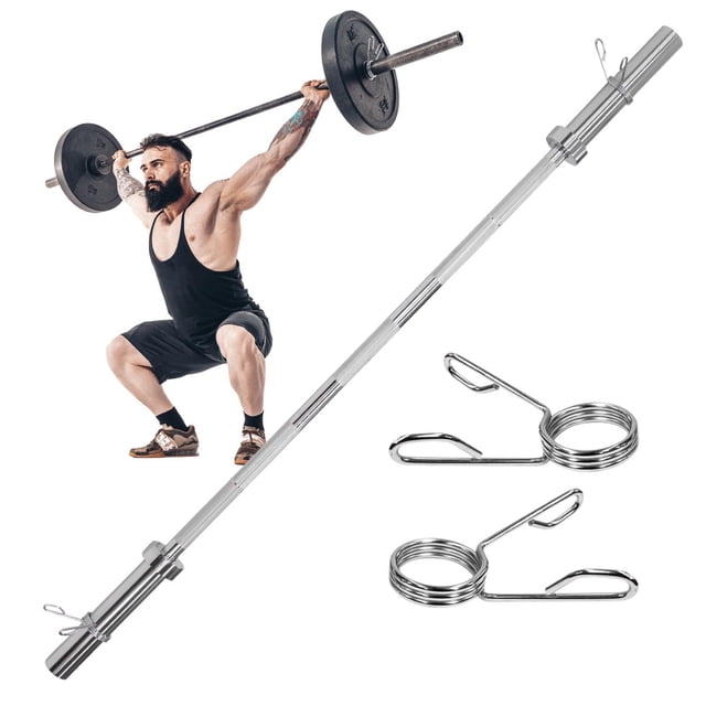 Barra Olimpica Profesional 2.2m- 20Kg/45 Lbs- 1500 Lbs plateado Mediano