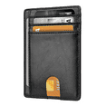 thumbnail image 4 of Estuche para tarjetas de cuero genuino para hombre, estuche para tarjetas RFID antirrobo con ranura para tarjeta de identificación, 4 of 4
