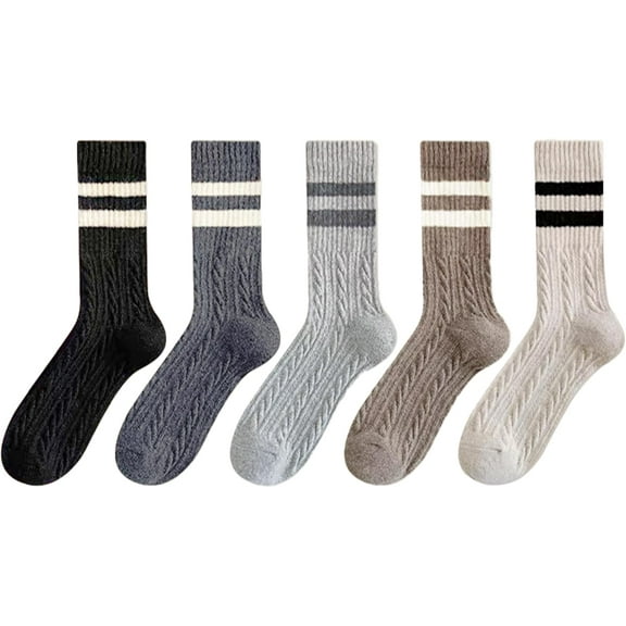 Women's Retro Wool Crew Socks, Cute Striped Boot Socks