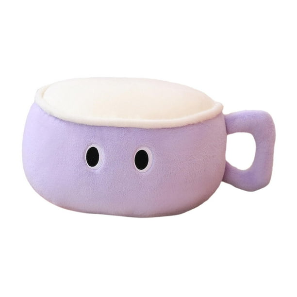 Almohada de peluche con forma de taza de simulación, juguete moderno y divertido de dibujos animados, suave y cómodo. púrpura
