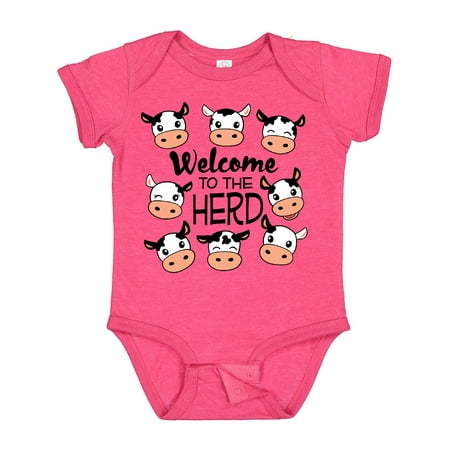 

Inktastic Welcome to the Herd with Cute Black and White Holstein Cows Gift Baby Boy or Baby Girl Bodysuit