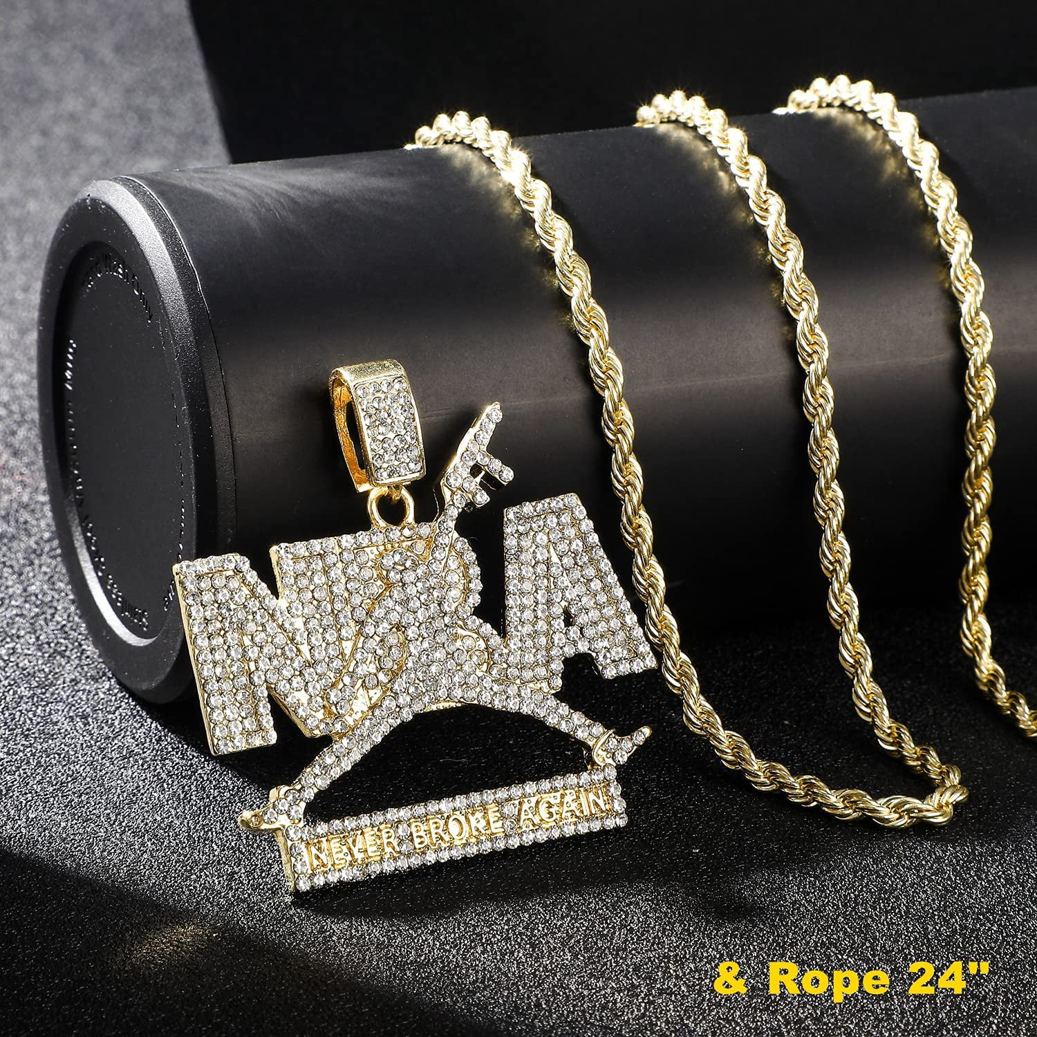 Hip Hop Iced Gold Silver Plated NBA YoungBoy 4KT Medal Bling Charm
