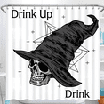 thumbnail image 1 of Edgy Shower Curtain with Witch's Hat & Geometric Design - Perfect for Halloween Decor, 1 of 4