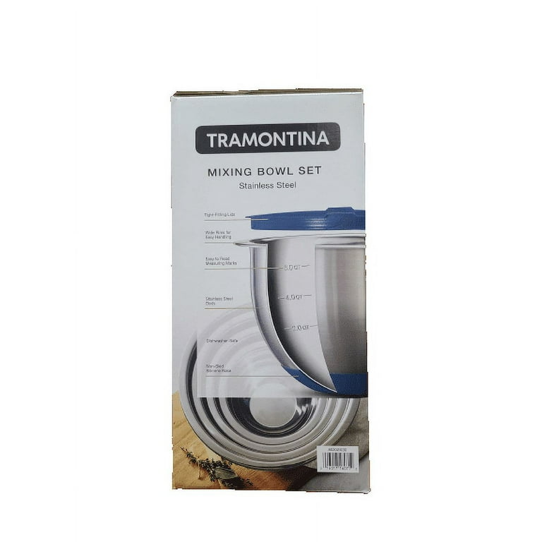 Tramontina Stainless Steel Mixing Bowls with Lids, Blue, 14 piece