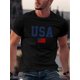 thumbnail image 1 of Camiseta 100 % algodón para hombre con estampado de bandera estadounidense: corte cómodo, manga corta y cuello redondo | Camiseta deportiva informal y elegante para todas las estaciones., 1 of 5