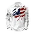 thumbnail image 3 of Havenx 250th Anniversary National Flag Print Shirt for Men Waffle-Knit Long Sleeve Shirts Buttons Polo Sweatshirt 250 Years Of Freedom Cross Patriotic Tees,White M, 3 of 4