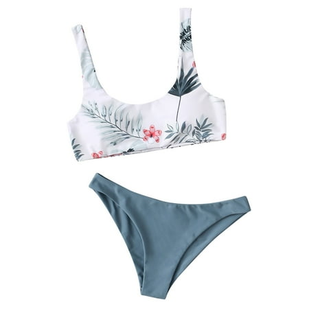 Women Swimwears Floral Printed Bikini Set Push-Up Summer Beachwear Padded Swimsuit