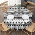 thumbnail image 3 of Black Geometric Striped Pattern Round Tablecloth 60"x60",Wrinkle Wipeable Table Cloth for Kitchen Dining Room Picnic Patio Party, 3 of 6